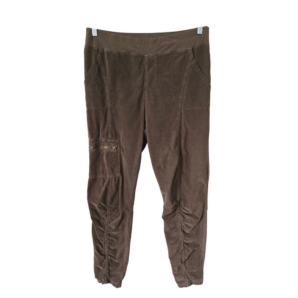 XCVI Wearables Corduroy Ruched Cargo Pants Womens L Pull On Olive